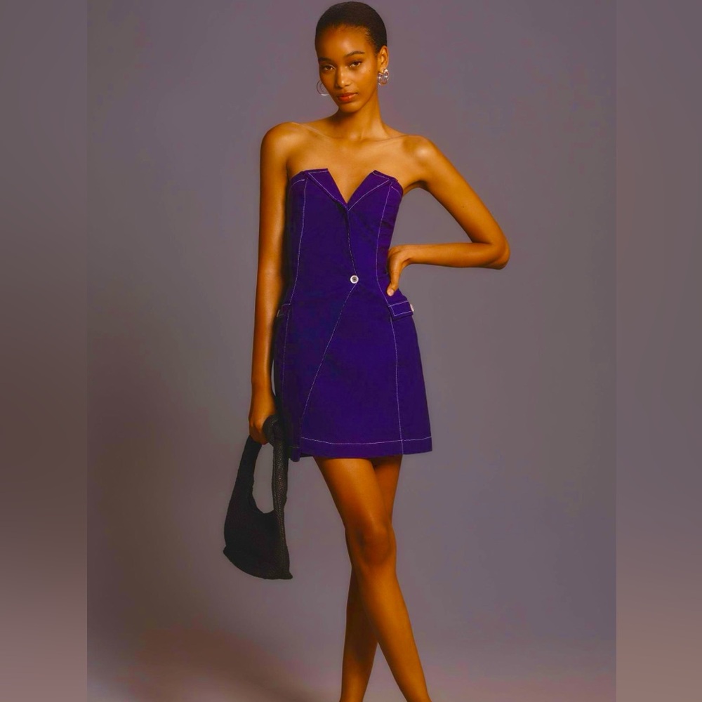 Maeve Purple Strapless Mini Dress